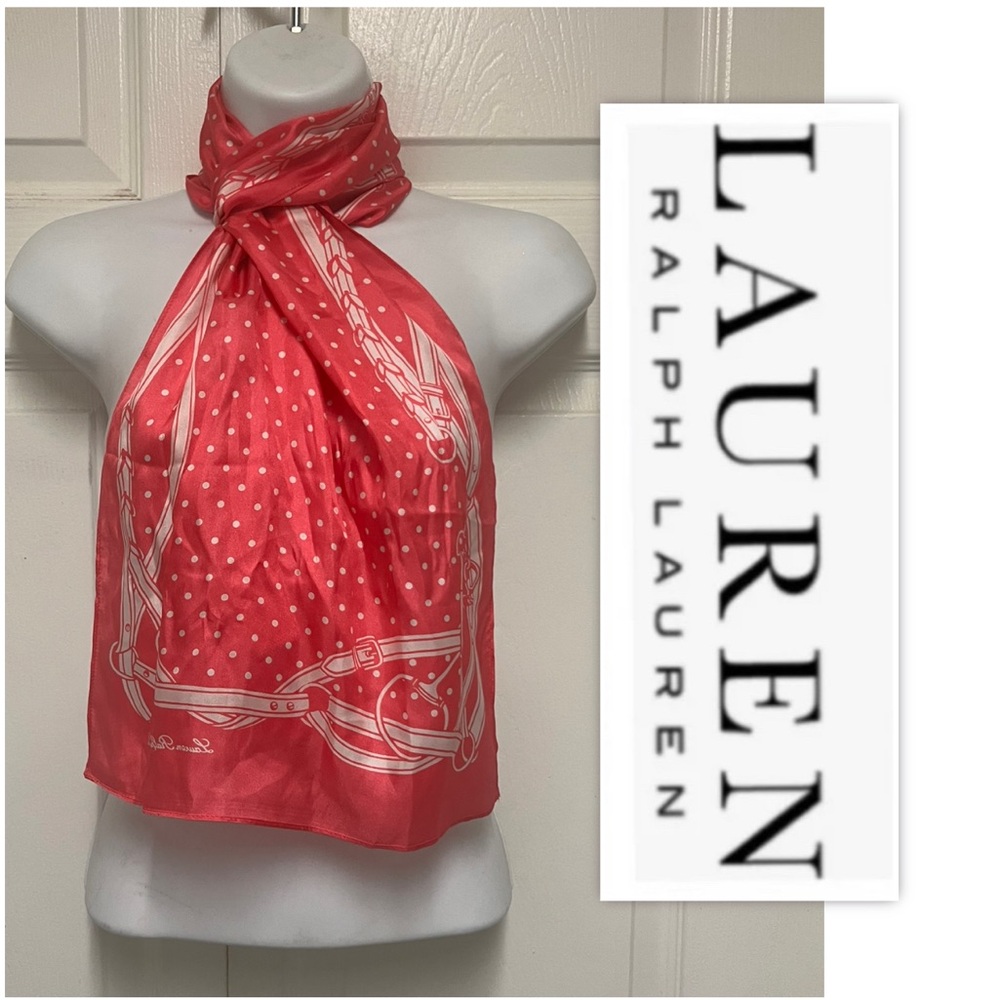 Lauren Ralph Lauren Pink Polka Dot Silk Scarf
